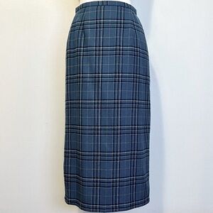 Vintage wool blend plaid midi skirt